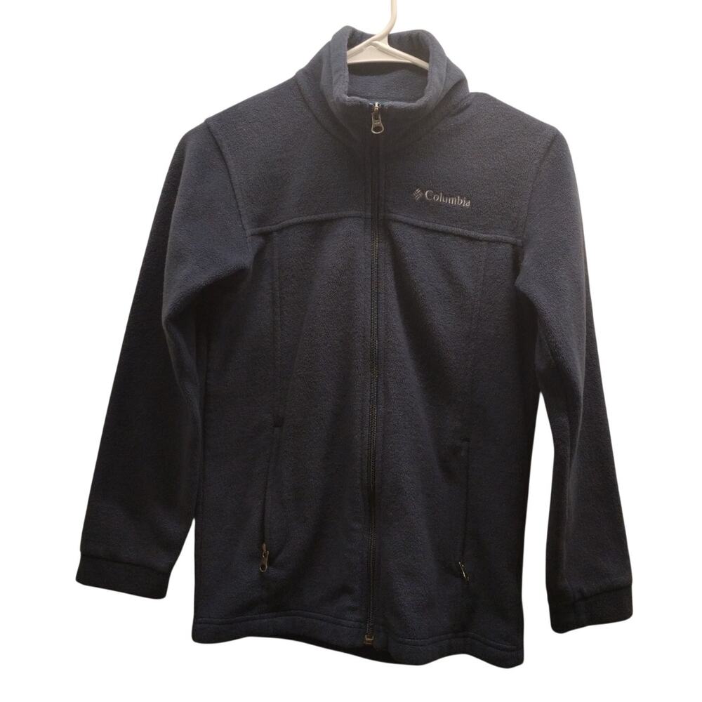 Columbia Kids' Size Medium (10-12) Navy Blue Full Zip-Up Mock Neck Fleece Jacket